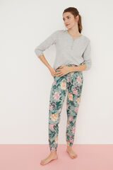 Womensecret Бирюзовые длинные брюки с цветами 100% хлопок  цветной