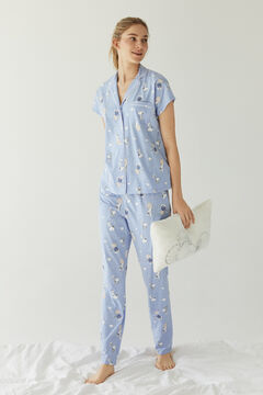 Womensecret Пижама в рубашечном стиле из 100 % хлопка синего цвета «Снупи» голубой