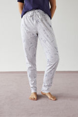 Womensecret Серые хлопковые брюки с принтом серый
