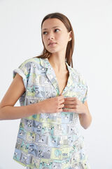 Womensecret Короткая пижама рубашечного типа в принтом в виде комикса «Снупи» 100 % хлопок цветной