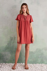 Womensecret Фиолетовое короткое платье-туника 100 % органический хлопок розовый 