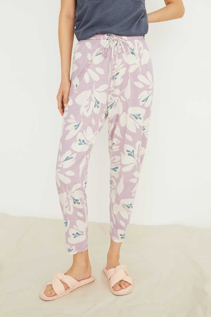 Womensecret Длинные брюки с цветочным принтом из 100 % хлопка цветной