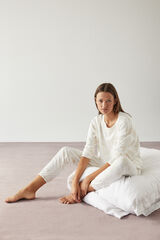 Womensecret Длинная пижама из 100% органического хлопка с цветочным принтом  бежевый