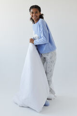 Womensecret Длинная пижама из мягкого флиса синего цвета «Каспер» голубой
