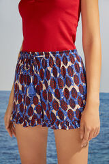 Womensecret Струящиеся шорты с тропическим принтом синего цвета бежевый