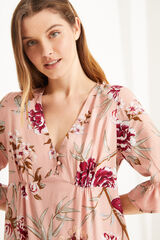Womensecret Ночная рубашка миди с короткими рукавами и цветочным принтом розовый 