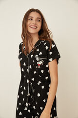 Womensecret Длинная пижама в рубашечном стиле из 100 % хлопка черного цвета «Снупи» черный