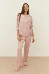 Womensecret Длинная бархатная пижама розового цвета с цветочным принтом розовый 