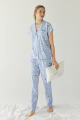 Womensecret Пижама в рубашечном стиле из 100 % хлопка синего цвета «Снупи» голубой