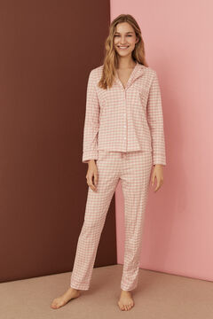 Womensecret Длинная пижама в рубашечном стиле в клетку «виши» из 100 % хлопка La Vecina Rubia розовый 