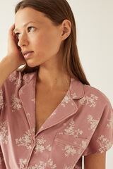 Womensecret Короткая розовая пижама в рубашечном стиле из 100% органического хлопка розовый 