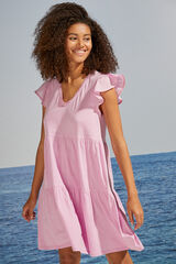 Womensecret Короткое розовое платье на бретелях с воланами розовый 
