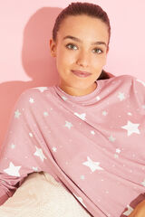Womensecret Длинная сиреневая пижама с принтом «Звезды» розовый 