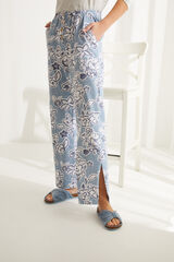 Womensecret Синие длинные брюки-палаццо из хлопка с цветочным принтом голубой